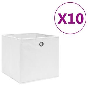 Úložné boxy 10 ks, netkaná textília 28x28x28 cm, biele