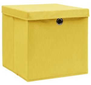 Úložné boxy s vekom 10 ks, 28x28x28 cm, žlté