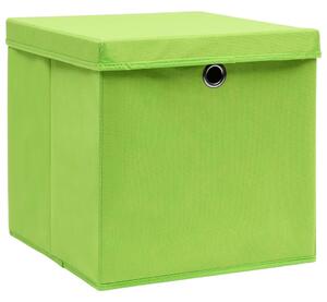 Úložné boxy s vekom 10 ks, 28x28x28 cm, zelené