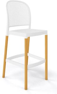GABER - Barová stolička PANAMA BL - vysoká, biela/ buk