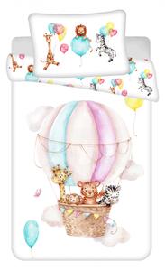 Jerry Fabrics Bavlnené obliečky do postieľky – Zvířátka Flying baloon baby 100x135/40x60 cm