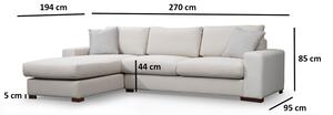 Dizajnová rohová sedačka Bellona 270 cm béžová - ľavá