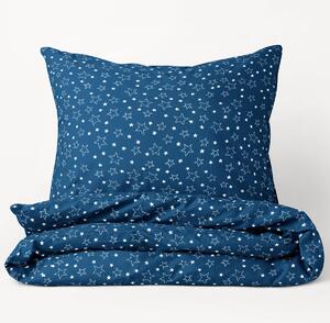 Goldea bavlnené posteľné obliečky - vzor x-16 biele hviezdičky na modrom 140 x 200 a 70 x 90 cm