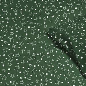 Goldea bavlnené posteľné obliečky - biele hviezdičky na zelenom 140 x 200 a 70 x 90 cm