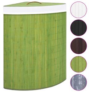Rohový bambusový kôš na bielizeň, zelený 60 l