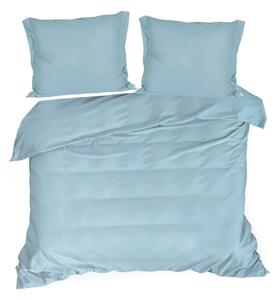 Bavlnená posteľná súprava v modrej farbe PALERMO s ozdobným okrajom a lemovaním na vankúšoch Modrá
