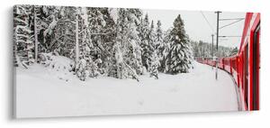 Obraz - Vlak v zasneženej krajine (120x50 cm)