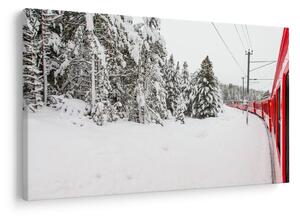 Obraz - Vlak v zasneženej krajine (90x60 cm)