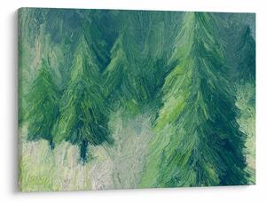 Obraz - Maľované ihličnany (70x50 cm)