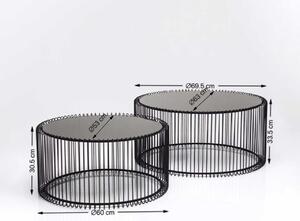 Čierny Konferenčný stolík Wire – sada 2 ks 69,5 × 33,5 cm,60 × 30,5 cm KARE DESIGN
