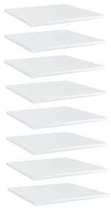 Prídavné police 8 ks, lesklé biele 40x40x1,5 cm, drevotrieska