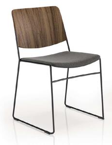 Fornasarig - Stolička LINK 60X z orechového dreva s čalúneným sedadlom