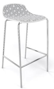 GABER - Barová stolička ALHAMBRA nízka, biela/sivá/chróm