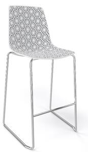 GABER - Barová stolička ALHAMBRA ST nízka, biela/sivá/chróm