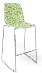 GABER - Barová stolička ALHAMBRA ST nízka, biela/zelená/chróm