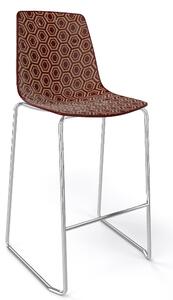 GABER - Barová stolička ALHAMBRA ST nízka, hnedá/béžová/chróm