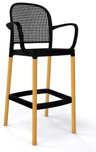 GABER - Barová stolička PANAMA BLB - vysoká, čierna/bukové drevo