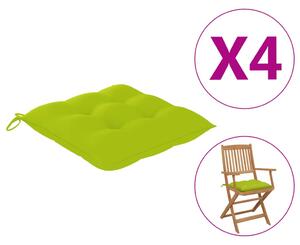 Podložky na stoličku 4 ks, jasnozelené 40x40x7 cm, látka