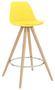 Barové stoličky 4 ks žlté PP a masívne bukové drevo