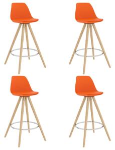 Barové stoličky 4 ks oranžové PP a masívne bukové drevo