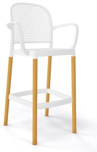 GABER - Barová stolička PANAMA BLB - vysoká, biela/bukové drevo