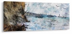 Obraz - Útes, akvarel (120x50 cm)