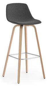 LAPALMA - Barová stolička MIUNN nízka s drevenou podnožou, čalúnená