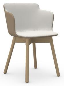MIDJ - Plastová stolička CALLA s čalúneným sedadlom, drevená podnož