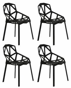ModernHome Súprava moderných jedálenských stoličiek - čierne, 4 ks