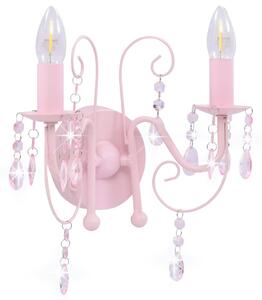 Nástenná lampa s korálkami ružová 2 x žiarovka E14