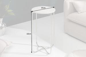 Príručný stolík Noble I 35cm mramor biela strieborná