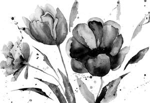 Tapeta čiernobiele tulipány v zaujímavom prevedení