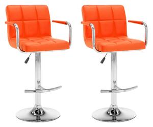 Barové stoličky 2 ks, oranžové, umelá koža