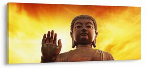 Obraz - Budha s červenožltým pozadím (120x50 cm)
