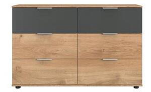 KOMODA, grafitová, farba duba, 130/83/41 cm Carryhome - Spálňové sety