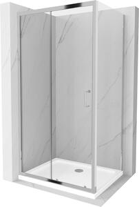 Mexen APIA, sprchový kút s posuvnými dverami 110 (dvere) x 100 (stena) cm, 5mm číre sklo, chrómový profil + slim sprchová vanička 5cm, 840-110-100-01-00-4010