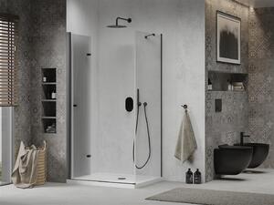 Mexen Lima, sprchovací kút so skladacími dverami 100 (dvere) x 120 (stena) cm, 6mm číre sklo, čierny profil + slim sprchová vanička biela s čiernym sifónom, 856-100-120-70-00-4010B