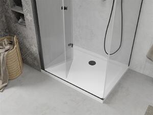 Mexen Lima, sprchovací kút so skladacími dverami 90 (dvere) x 70 (stena) cm, 6mm číre sklo, čierny profil + slim sprchová vanička biela s čiernym sifónom, 856-090-070-70-00-4010B