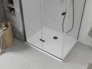 Mexen Lima, sprchovací kút so skladacími dverami 80 (dvere) x 100 (stena) cm, 6mm číre sklo, čierny profil + slim sprchová vanička biela s čiernym sifónom, 856-080-100-70-00-4010B