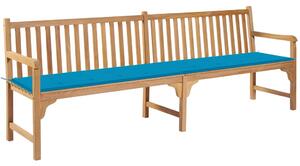 Záhradná lavička s modrým vankúšom 240 cm tíkový masív
