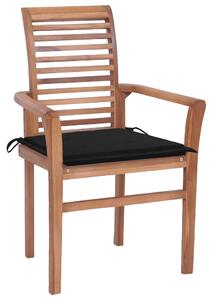 Jedálenské stoličky 8 ks čierne podložky tíkový masív