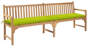 Záhradná lavička s jasnozeleným vankúšom 240 cm tíkový masív