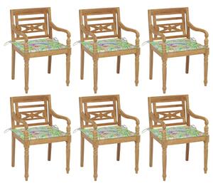 Batavia stoličky s podložkami 6 ks tíkový masív
