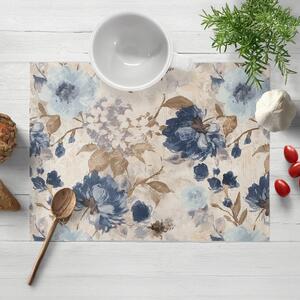 Biante Dekoračné prestieranie na stôl Parma PM-113 Modré kvety na smotanovom 30x40 cm
