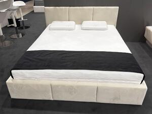 Čalúnená manželská posteľ s úložným priestorom Izabela - krémová Rozmer: 160x200