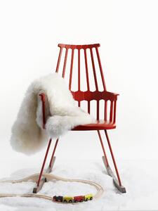 Kartell - Hojdacie kreslo Comback, oranžovo-červené/dubové