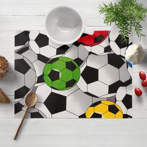 Biante Detské bavlnené prestieranie na stôl Sandra SA-580 Farebné a sivé futbalové lopty 30x40 cm