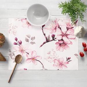 Biante Bavlnené prestieranie na stôl Sandra SA-583 Ružové kvety s vetvičkami na bielom 30x40 cm