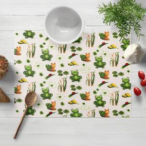 Biante Detské bavlnené prestieranie na stôl Sandra SA-609 Žabky a slimáky na bielom 30x40 cm