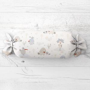 Biante Detský vankúš valec bonbon Sandra SA-614 Veselé vtáčiky na bielom 15x40 cm
